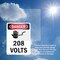 Signmission 208 Volts Danger Sign, Plastic, 7in W x 10in L, 2PK OS-2PACK-DS-P-710-V-1007 - alternate 3